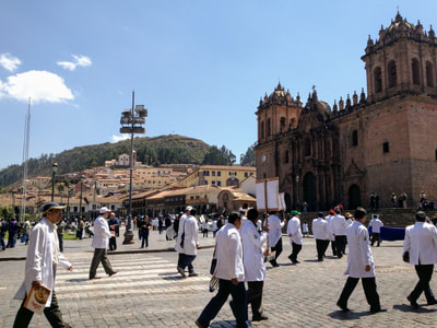 Image: protest by public healthcare workers union in Cuzco, Peru; photo by Eric Mosinger